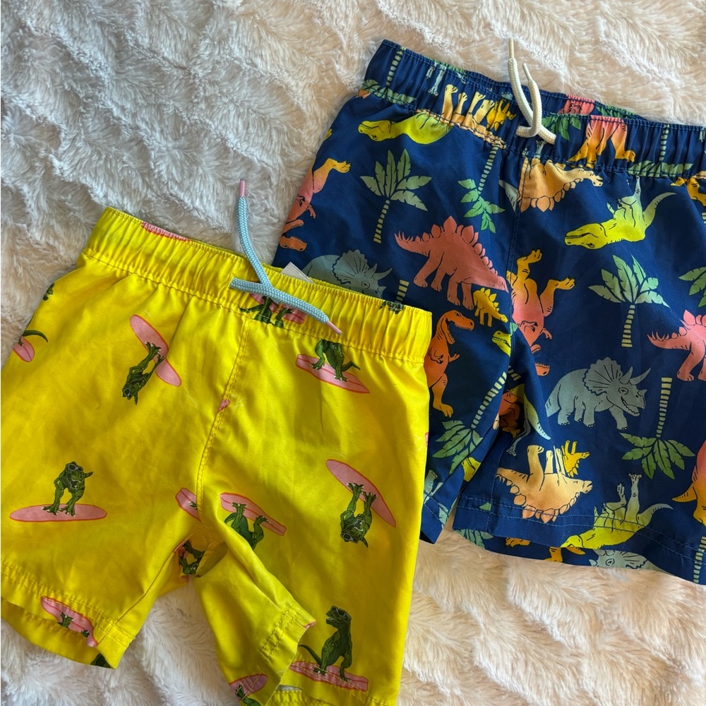Kids Dinosaur Print Shorts Set - Blue and Yellow